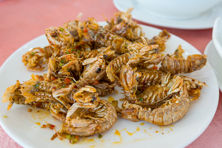 Chinese food - Salt fried mantis shrimpsの写真素材