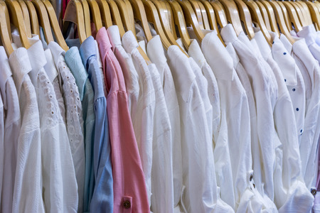 White blouse in row for sales in the department storeの写真素材