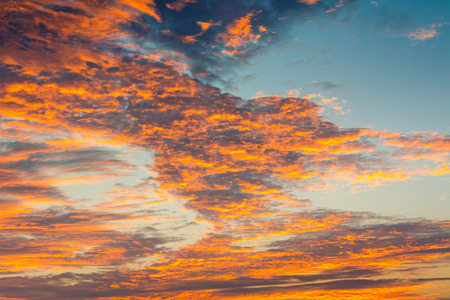 Orange clouds , twilight and blue sky in the eveningの写真素材