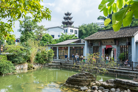 Tourists spending a vacation at the traditional Chinese Hakka village in Shenzhen, Chinaのeditorial素材