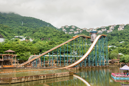 Shenzhen, Guangdong, China- September 16, 2016 - Rollar coaster ride in the Overseas Chinese Town East theme parkのeditorial素材