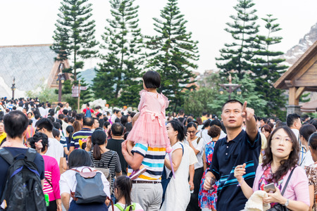 Man pointing in a crowdのeditorial素材