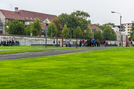Tourists people at the Berlin Wall Memorial in Berlin, Germanyのeditorial素材