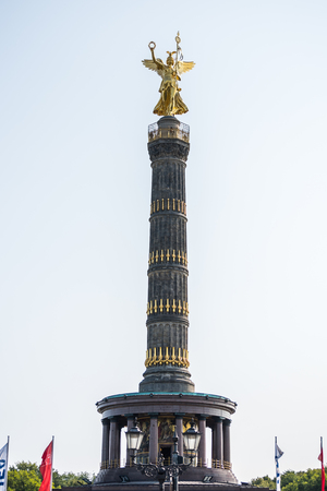 Golden satue and berlin Victory Column, a monument to commemorate the Prussian victory in the Danish-Prussian War and defeated Austria and Austro-Prussian War and Franceのeditorial素材