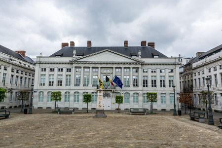 Martyr's square, the building inside of Place des Martyrs at Brussels, Belgium, the place is near to the shopping street Rue Neuve.のeditorial素材