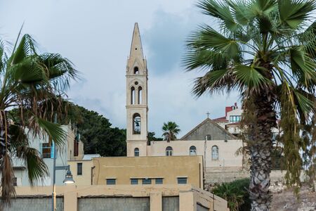 St. George Church, a Greek-Orthodox church, located near the southern entrance to Old Jaffa, and is known for its tall bell tower.の写真素材
