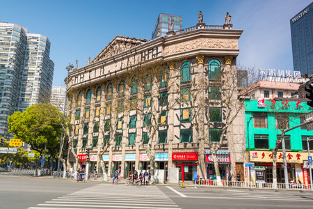 Street view with historic building in Ningbo city, China