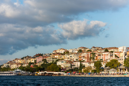 Beautiful buildings under sunset at the  at Uskudar, Istanbul, Turkey, on the Anatolian shore of the Bosphorus.のeditorial素材