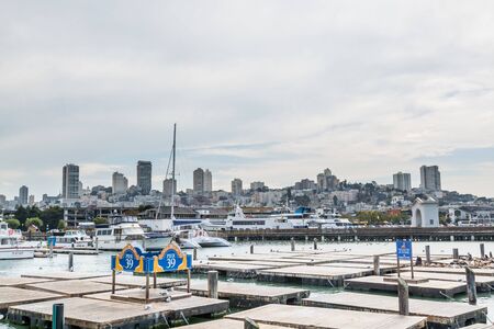 Seaport view of the Fisherman's Wharf Pier 39  of San Francisco, California, United states of Americaのeditorial素材