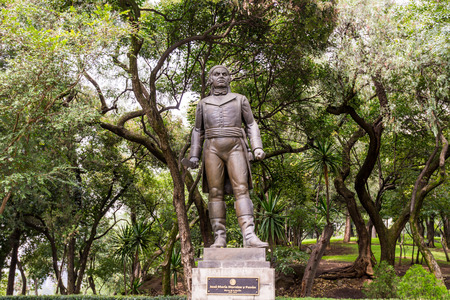 Statue of Jose Maria Morelos y Pavon,  a Mexican Roman Catholic priest and revolutionary rebel leader,  at the Chapultepec Castle.  located on top of Chapultepec Hill in the Chapultepec parkのeditorial素材