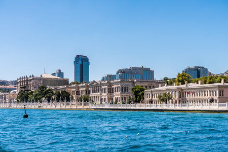 Dolmabahce Palace, located in the Besiktas district of Istanbul, Turkey, on the European coast of the Strait of Istanbul, served as the main administrative center of the Ottoman Empireのeditorial素材