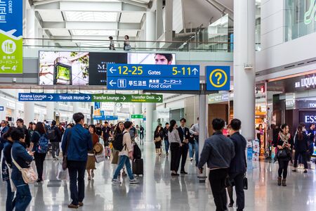 Interiors of Seoul-Incheon International Airport, the primary airport serving the Seoul Capital Area, and one of the largest and busiest airports in the worldのeditorial素材