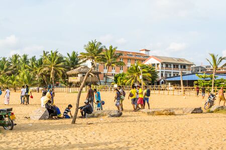 Resorts and restaurants at the Negombo beach in Sri Lanka on public holiday of the Vesak day.のeditorial素材