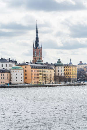 Clock tower of Riddarholm Church, the church of a former medieval abbey in Stockholm, Sweden. The church serves as the final resting place of most Swedish monarchsのeditorial素材