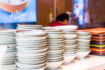 Chinese food plates in the restaurants in Nanjing, China.の写真素材