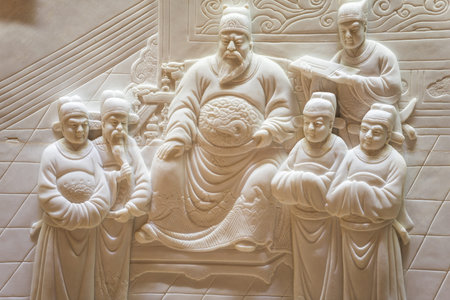 Bas-relief on marble stone of  Imperial Examination in ancient China, in Jiangnan Imperial...