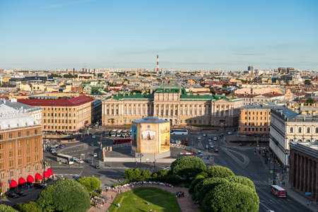 Cityscape of old town of Saint Petersburg, Aerial view from Saint Isaacs Cathedral (or Isaakievskiy...