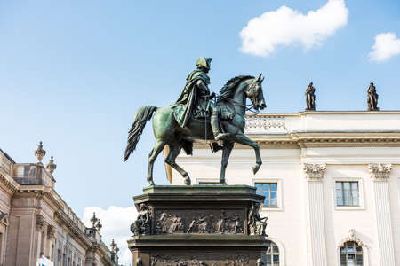 Equestrian Statue Of Frederick The Great, an outdoor sculpture in cast bronze at the east end of Unter den Linden in Berlin, honouring King Frederick II of Prussiaのeditorial素材