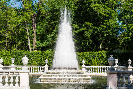Pyramid Fountain located at the Peterhof gardens, the summer palce of the Peter the great in Saint Petersburg, Russia.のeditorial素材