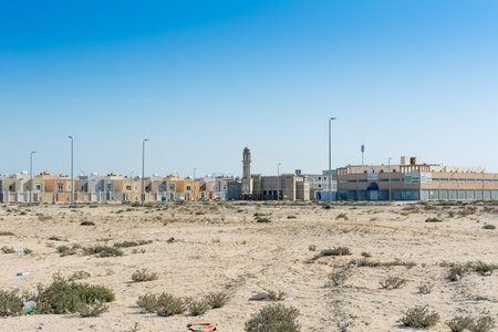 A common residential area built above on the desert near the corniche park in the Dammam, Saudi...