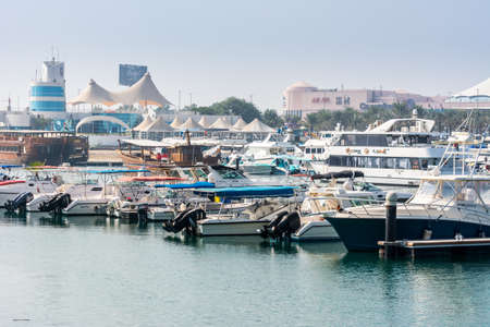 Yachts parking at the harbor in Abu Dhabi, United Arab Emiratesのeditorial素材