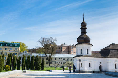 Tourists in the St Michael's Gold-Domed Monastery in Kiev, Ukraine