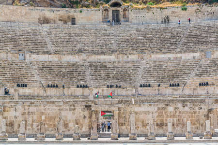 Ruins of the Ancient roman amphitheatre in Amman,Jordan, near the Temple of Hercules in the Amman Citadelのeditorial素材