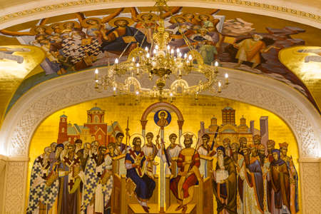 Beautiful paintings in Church of Saint Sava, a Serbian Orthodox church located in Belgrade, Serbiaのeditorial素材
