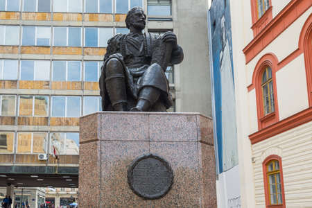Statue of Petar II Petrovic Njegos in Belgrade, Serbia, was a Prince-Bishop (vladika) of Montenegro, poet and philosopherのeditorial素材