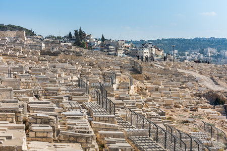 Jewish graveyard at the Mount of Olives near the Kidron Valley or King's Valley,on the eastern side...