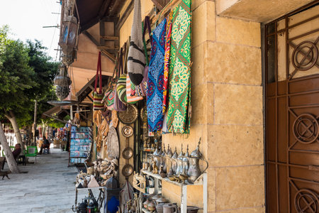 Gift shops in the Coptic district of old Cairo, Egypt.の写真素材