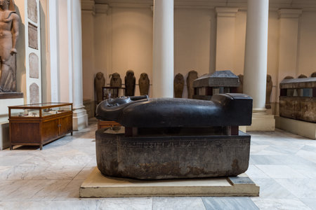 Coffins of Mummy inside of the Museum of Egyptian Antiquities, or Museum of Cairo, in Cairo, Egypt, is home to an extensive collection of ancient Egyptian.のeditorial素材