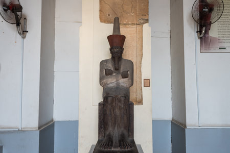 Coffins of Mummy inside of the Museum of Egyptian Antiquities, or Museum of Cairo, in Cairo, Egypt,...