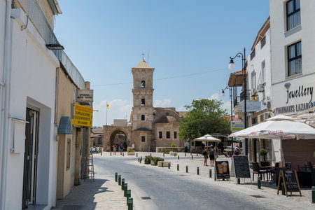 Sunday street view Church of Saint Lazarus in Larnaca City of Cyprusのeditorial素材