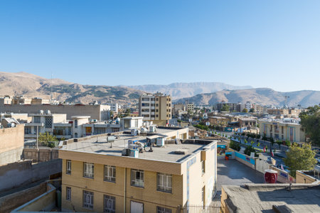 Aerial View of Shirazi City of Iran with background of moutains.のeditorial素材