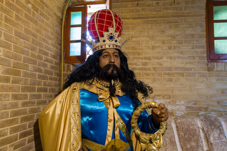 Figure of the king of Zand dynasty in the Zinat ol-Molk House, medieval Persian mansion with preserved Qajar Era art and architectureのeditorial素材