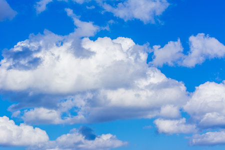 Background of white clouds against blue sky in Istanbul, Turkeyの写真素材
