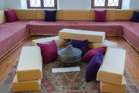 Interiors with furnitures in the museum of Larnaca (Larnaka) fort of Cyprusのeditorial素材