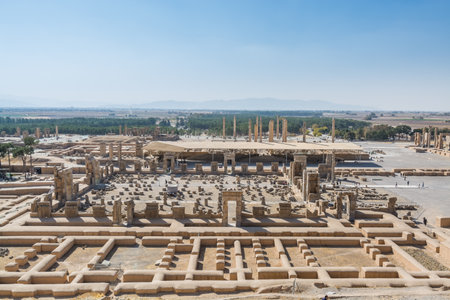 Aerial view of Persepolis in Shiraz, Iran. The ceremonial capital of the Achaemenid Empire. UNESCO World Heritageのeditorial素材