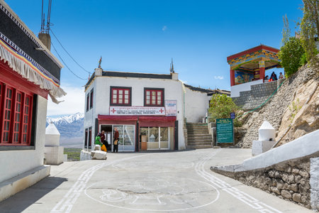 A small clinic of Thiksey Monastery or Thiksey Gompa, A famous Tibetan temple in Ladakhのeditorial素材