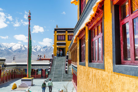 Traditional Tibetan historic building in Thiksay Gompa or Thiksay Monastery in Leh-Ladakh, Kashmirのeditorial素材