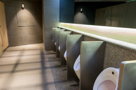 Men's toilet in a shopping mall in Chinaの写真素材