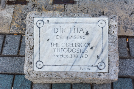 Obelisk of Theodosius (Egyptian Obelisk) near Blue Mosque in the ancient Hippodrome in Istanbul, Turkeyのeditorial素材