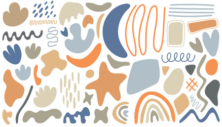 Set of hand drawn shapes and doodle objects. Abstract vector illustration. All elements are isolated.のイラスト素材