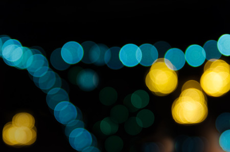 Night city street lights. Abstract circular bokeh background of Christmaslightの写真素材