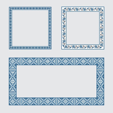 Set square frame ornamental ethnic. Vector illustration. From collection of Balto-Slavic ornamentsのイラスト素材