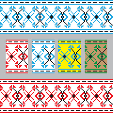 Set of Ethnic ornament pattern in different colors. Vector illustration. From collection of Balto-Slavic ornamentsのイラスト素材