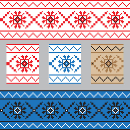 Set of Ethnic ornament pattern in different colors. Vector illustration. From collection of Balto-Slavic ornamentsのイラスト素材