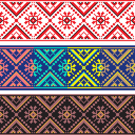 Set of Ethnic ornament pattern in different colors. Vector illustration. From collection of Balto-Slavic ornamentsのイラスト素材