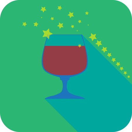Glass cognac flat design stylized vector party drink icon, The best for your design, flyers, coasters, printsのイラスト素材